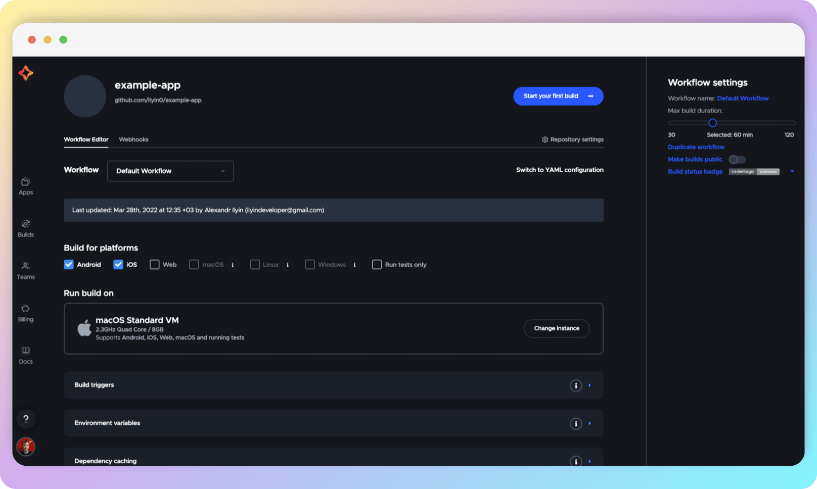 Workflow Editor page