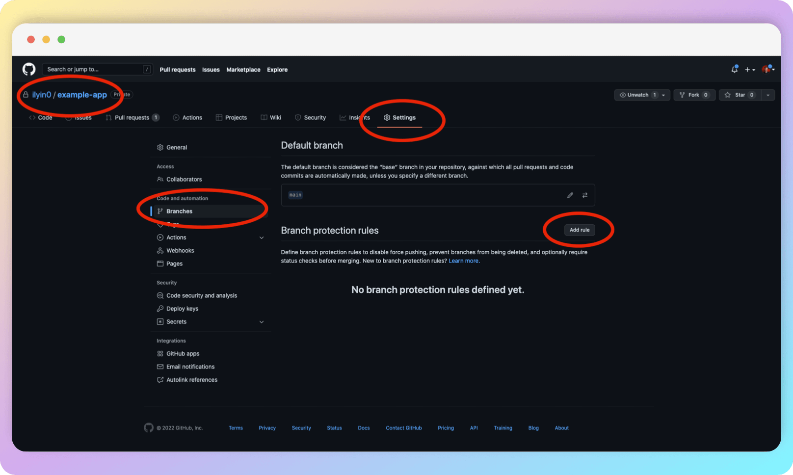 Adding branch protection rules