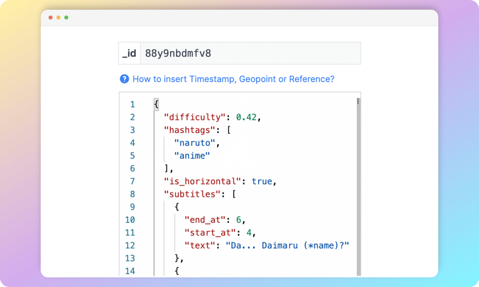 Creating a document as a JSON File