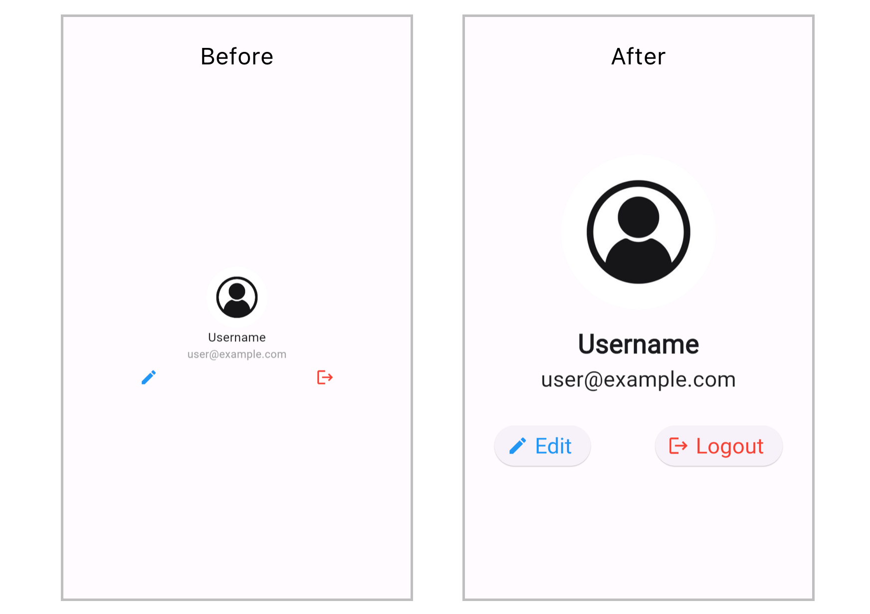 Example Design Before and After Accessibility Transformation